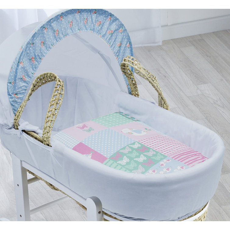 Kinder Valley White/Pink/Green Patchwork Cotton Blend Moses Basket ...